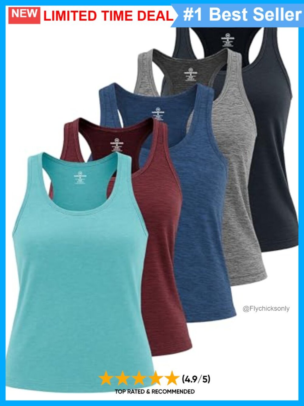 5 Pack Women's Dry Fit Tank Tops Sleeveless Athletic Workout Gym Yoga